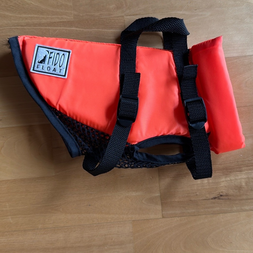 Fido Float Dog Life Jacket in Orange and Black